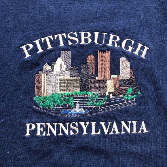 VINTAGE 90’S EMBROIDERED SINGLE STITCH PITTSBURGH PENNSYLVANIA CITY T-SHIRT - Picture 4 of 9